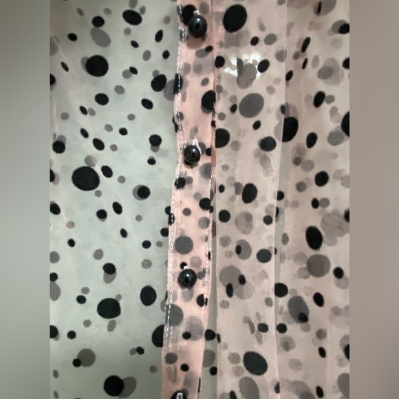 NWT Haute Monde Sheer Puffy Shoulder Top. Size Medium. - Picture 6 of 8